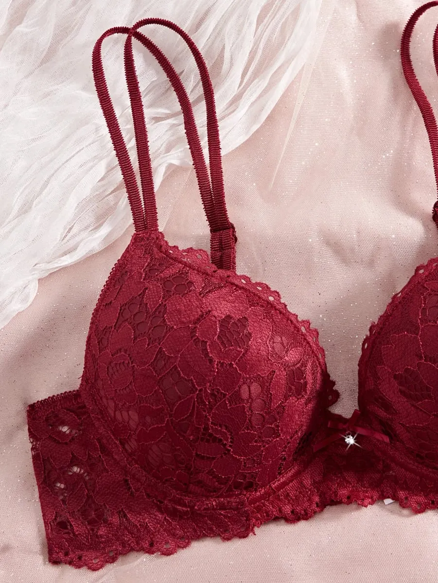 6-Piece Set Women's Underwear Set Sexy Patterned Lace Patchwork No Lining Comfortable Fitting Women's Push-Up Bra Sexy Lingerie — image 5