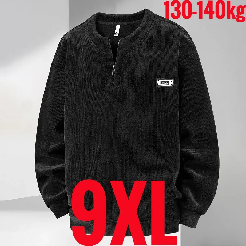 Extra Big Size Men's Sweatshirt Half Zip Pullover Corduroy Fleece Plus Large 6xl 7xl 8xl 9xl 10xl Autumn Winter Warm Casual Top — image 24
