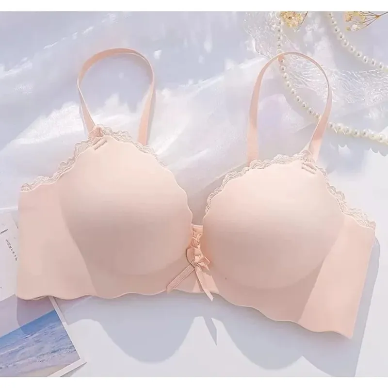 Wireless Seamless AA Cup Push‑up Bra Set One‑piece Padded Lingerie Suit For Small Flat Chest Ladies Soft Daily Underwear Kit