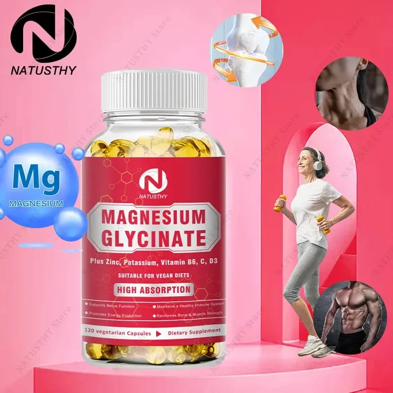 Magnesium Glycinate Capsules with Zinc Potassium for Muscle Heart Bone Immune System Health