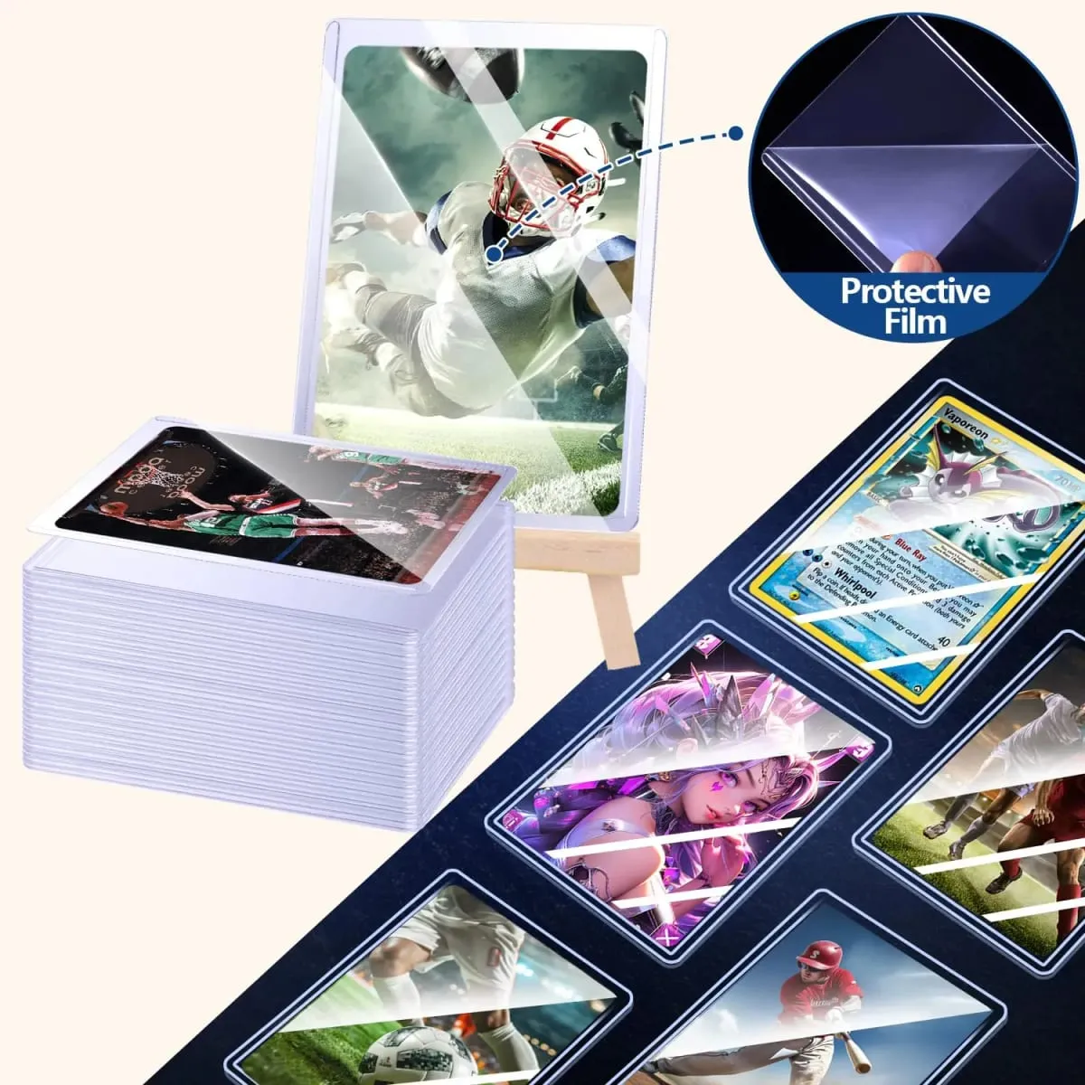25-150pcs Hard Protective Film Card Sleeves Anti Scratch Holder Protector Fit For YuGiOh Pokemon baseball Sports Cards Toy