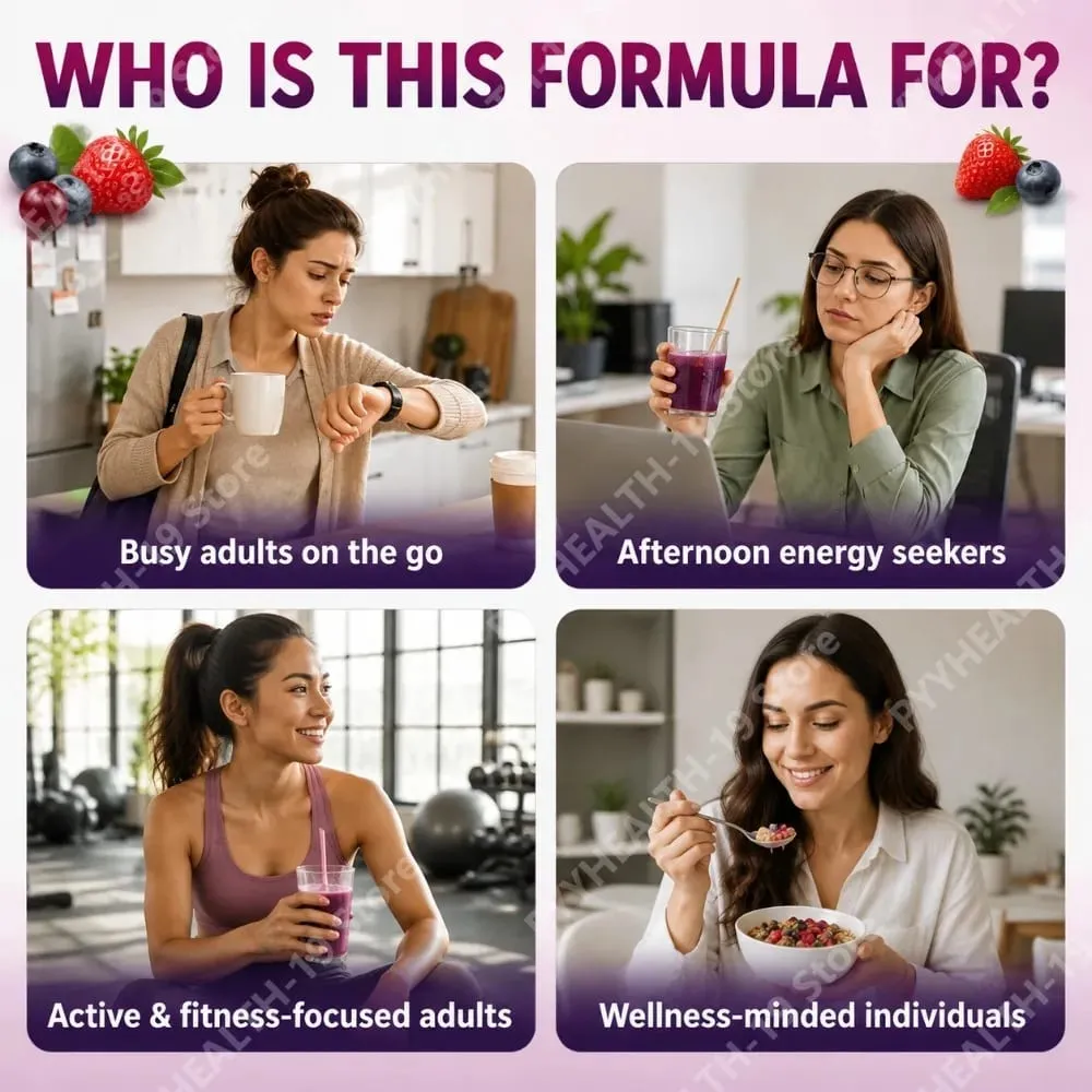 Acai Berry Drink Pulver med Chiafrön Jordgubbstranbär för antioxidant dagligt välbefinnande och immunförsvar Vuxen 40g