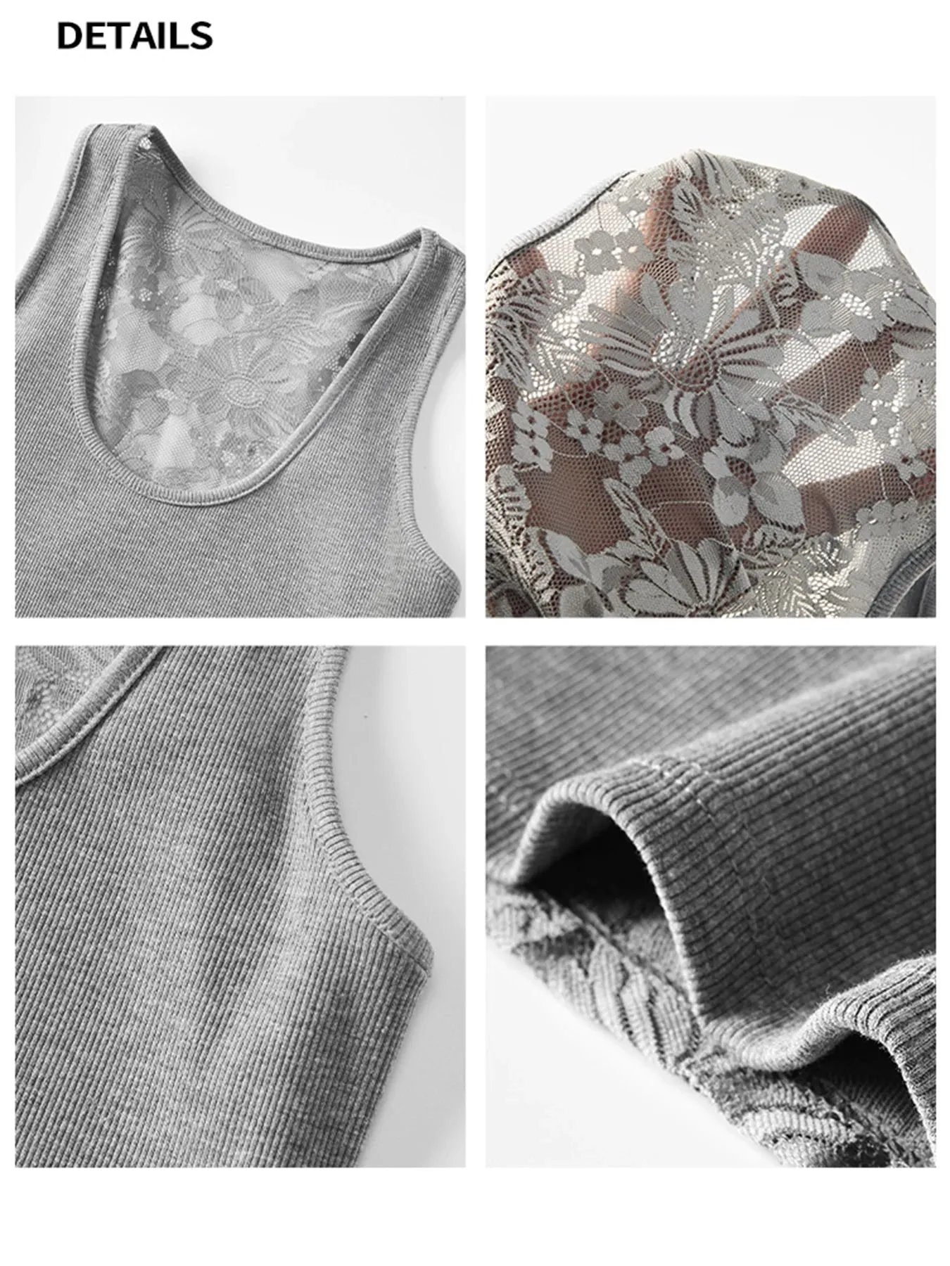 Women's Solid Color Lace Korean Vest Summer Trendy Singlet Cotton Sleeveless Camisole U-Neck Comfortable Female Tank Tops — image 6