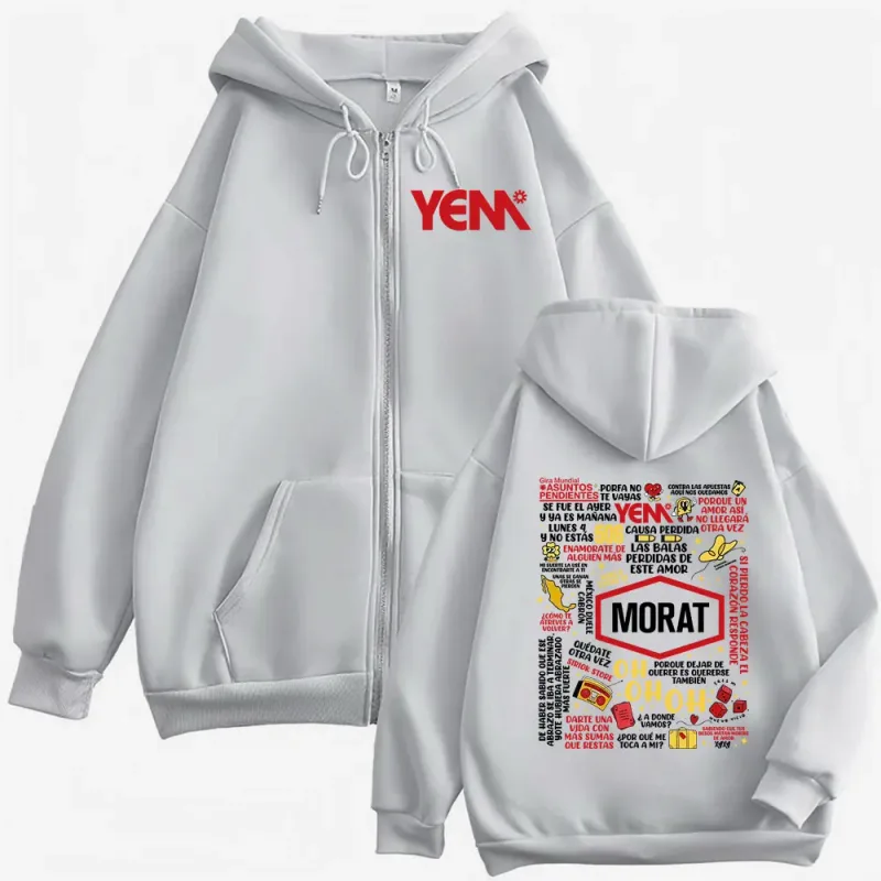Band Morat Asuntos Pendientes Yem Printed Zip Up Hooded Sweatshirts Men Women Fashion Vintage Comfort Zipper Hoodie Coats Jacket — image 7