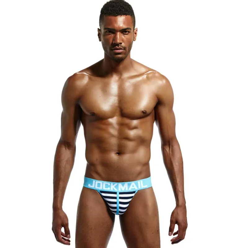 Quần Đùi Nam Cổ Cao Jockmail Cotton, Quần Lót Sọc Cho Nam, Mềm Mại Và Thoải Mái, Gay Cueca