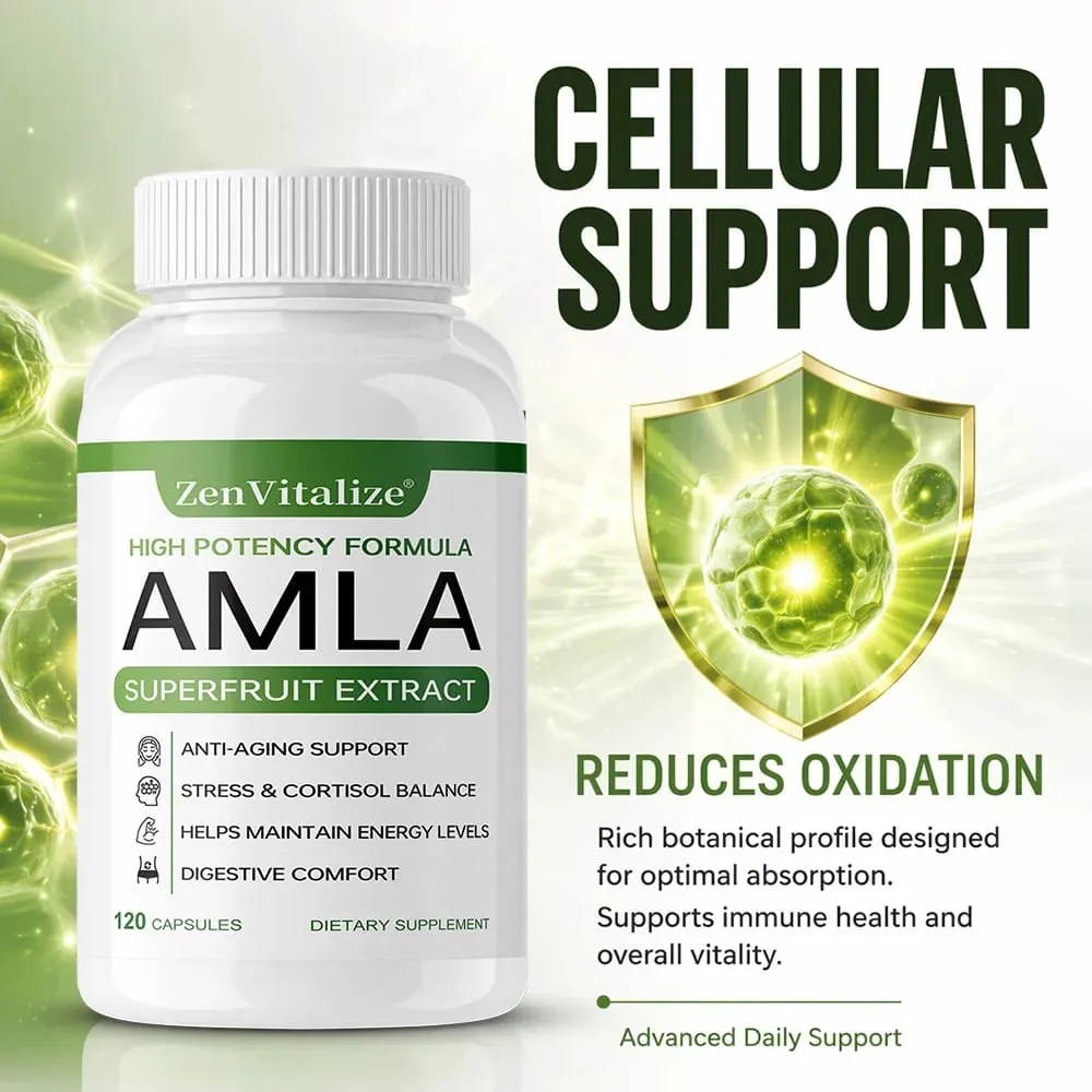 Organic Amla Capsules 1000mg Antioxidant Daily Immune Rejuvenation Digestive & Heart Wellness Support Vegan