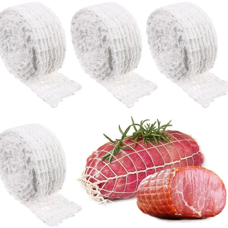 3/5/10/50 Meters Cotton Meat Net Elastic Smoked Meat Poultry Ham Netting Butcher 16 Holes Woven Packaging Net Cooking Tools — image 8