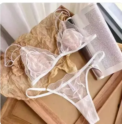 Summer French Front Button Bralette Beachwear Ultra Thin Breathable Sensual Wirefree Light Support Beauty Back Tushy Set MOYISU