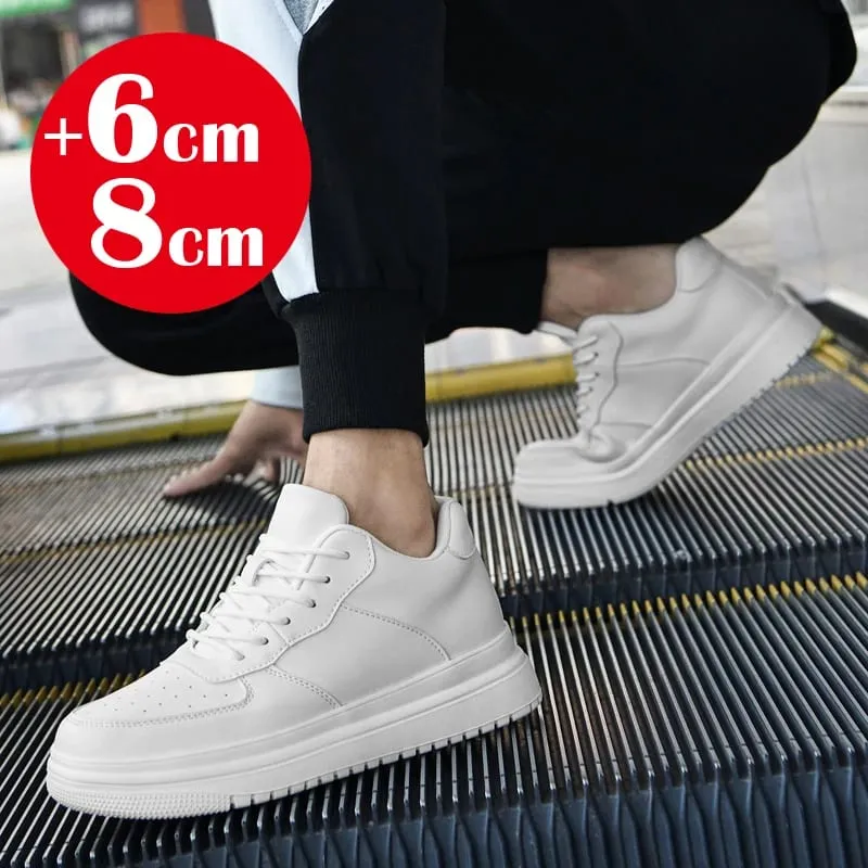 2026 남성용 새로운 높이 증가 신발 8cm 보이지 않는 엘리베이터 스니커즈 White Leathe Sport Zapatillas De Hombre 빅 사이즈 46 — image 6