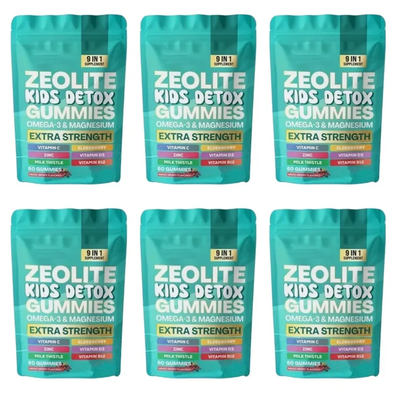 Zeolith-Gummis, 60 Stück, enthalten Multivitamin Omega-3, Magnesium und Holunder, unterstützen die Entgiftung und die Gesundheit des Immunsystems