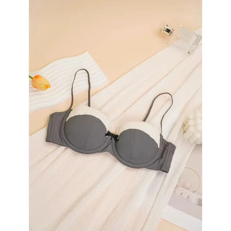 Elegant Women's Lace Lingerie Set Delicate Sensual Bralette Small Breasts Gather Support Thin Summer Bra Beautiful Back Design