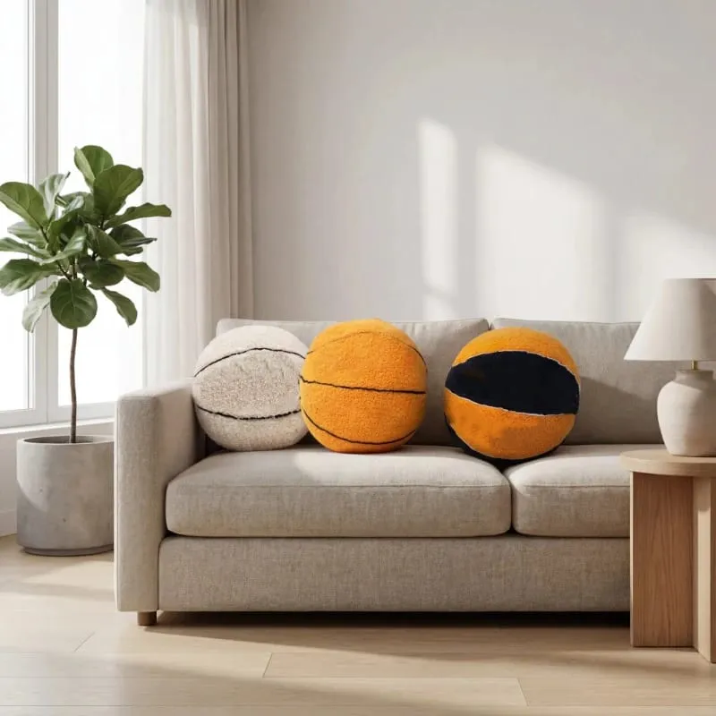 Soft Basketball Shaped Plush Throw Pillow - Fluffy Sport Stuffed Ball for Decor Gift Sports Fans Kids & Adults — image 5