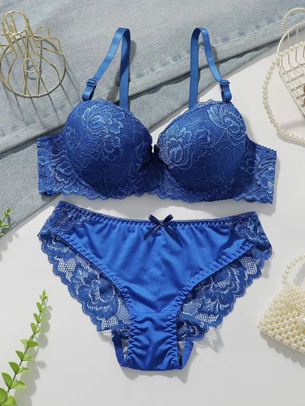 French Style Women Lingerie Set Ultra‑Thin Lace Bra Big Bust Minimizer Anti Sagging Breathable Ladies Underwear Set — image 8
