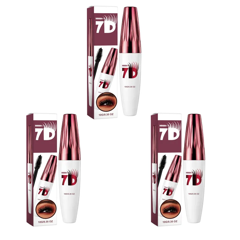 7D Volumizing & Curling Black Mascara – Smudge-Proof Natural Lash Lift & Curl Flake-Free Non-Clumping Waterproof Eye Makeup