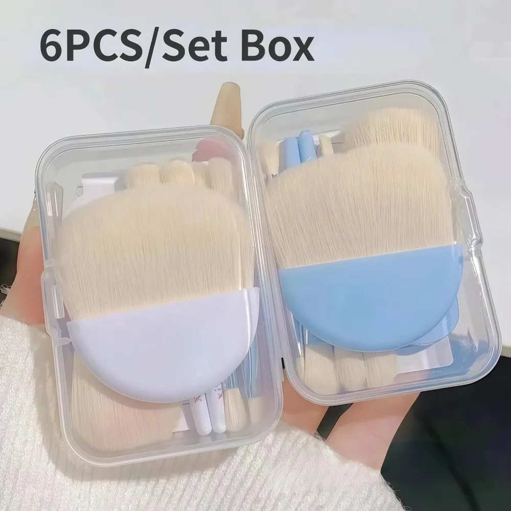 6Pcs/Set Soft Bristles Mini Makeup Brush Set Blending Brush Multiple Brush Heads Cosmetic Brushes Set With Storage Box — image 1