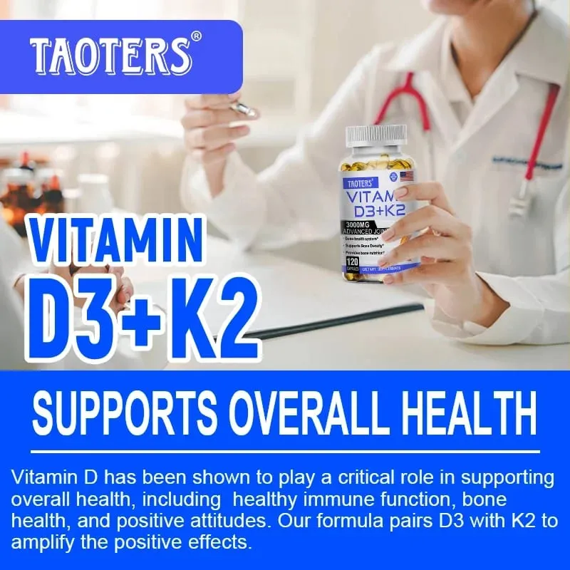 3000 mg Vitamin D3+K2 Gesundheitsergänzung – Kalziumergänzung für Knochenpräzision und allgemeine Gesundheit