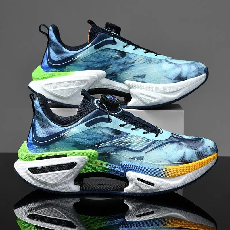 Elastic Speed Running Shoes for Men Carbon Plate Push Rotating Buckle Sports Shoes for Women Professional Shock-Absorbing