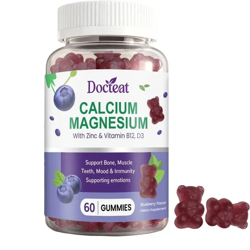 แคลเซียมแมกนีเซียม Gummies พร้อมสังกะสีและวิตามิน D3 B12 และ B6 สำหรับฟันกระดูก Mood & ภูมิคุ้มกัน 60 Gummies