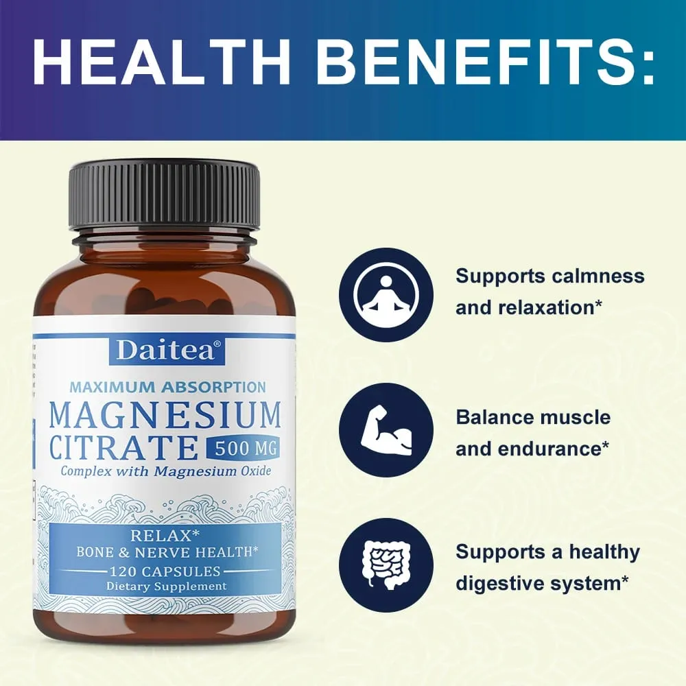 Magnesium Citrate Complex 500 MG para sa Calm Relaxation at Digestion Health Support - High Absorption Magnesium Supplement — image 4