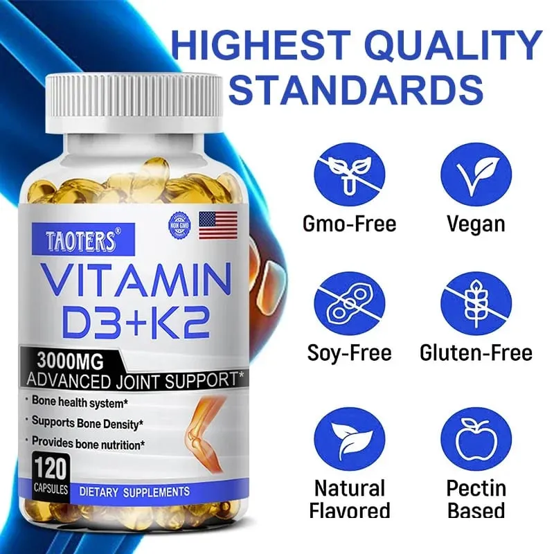 3000 mg Vitamin D3+K2 Gesundheitsergänzung – Kalziumergänzung für Knochenpräzision und allgemeine Gesundheit
