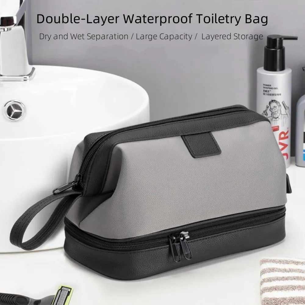 Large Capacity Women's Men Travel Toiletry Bag Makeup Cosmetics Storage Organizer Holer 2-layer Toiletry Washing Bag Waterproof — image 1