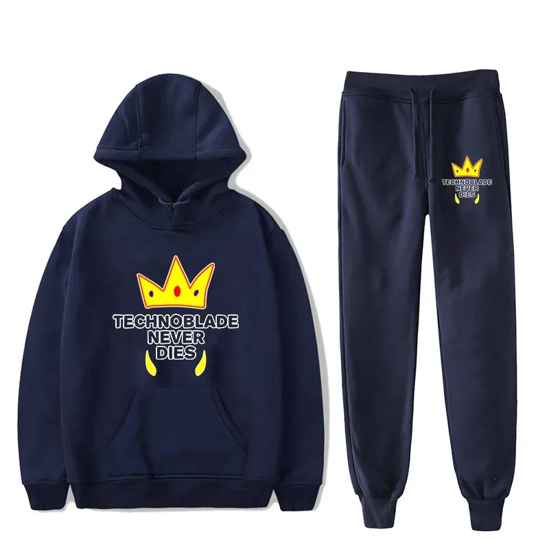 Harajuku Comfortable technoblade Print Sweatshirt Sweatpants Suit Men/Women Hoodies+ Trousers Suit Cute 2 Piece Set Clothes