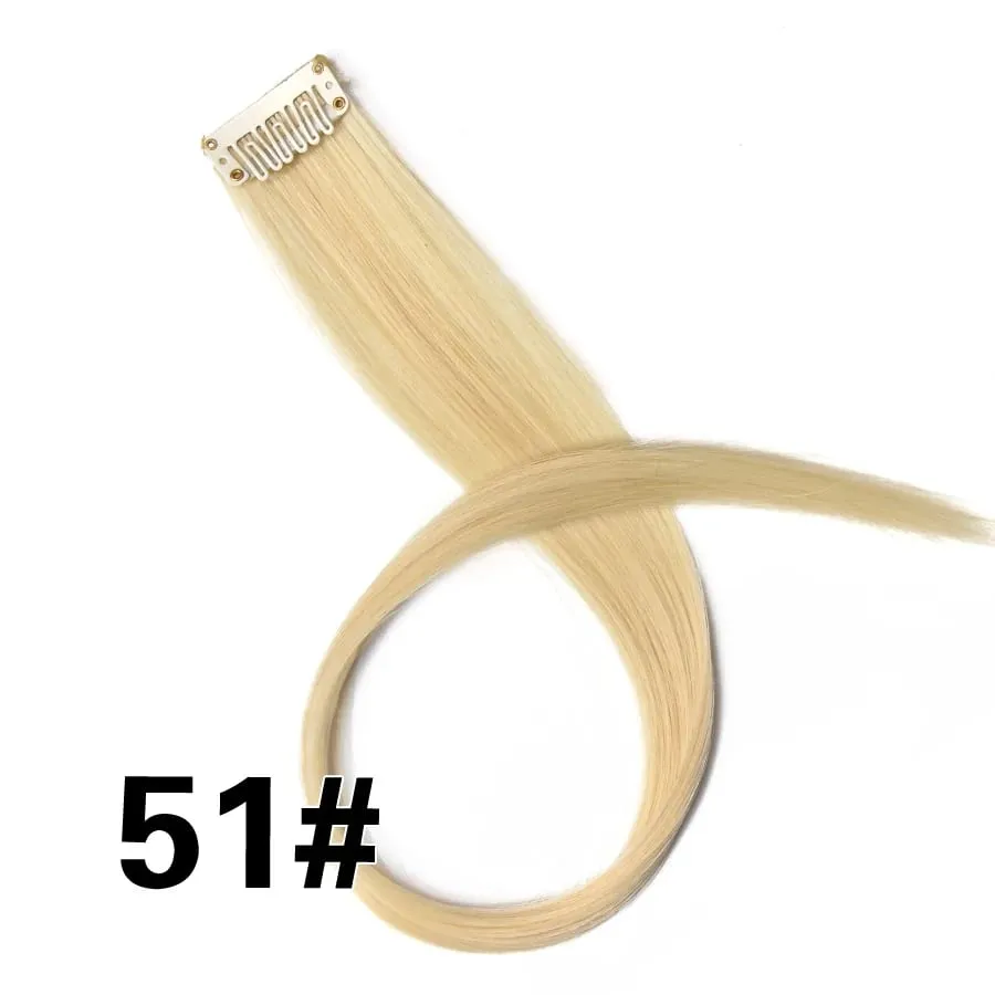 Extensiones de cabello de color liso con Clip para resaltar el cabello de arcoíris, rosa, azul, morado, sintético, con Clips para mujeres y niñas — image 57
