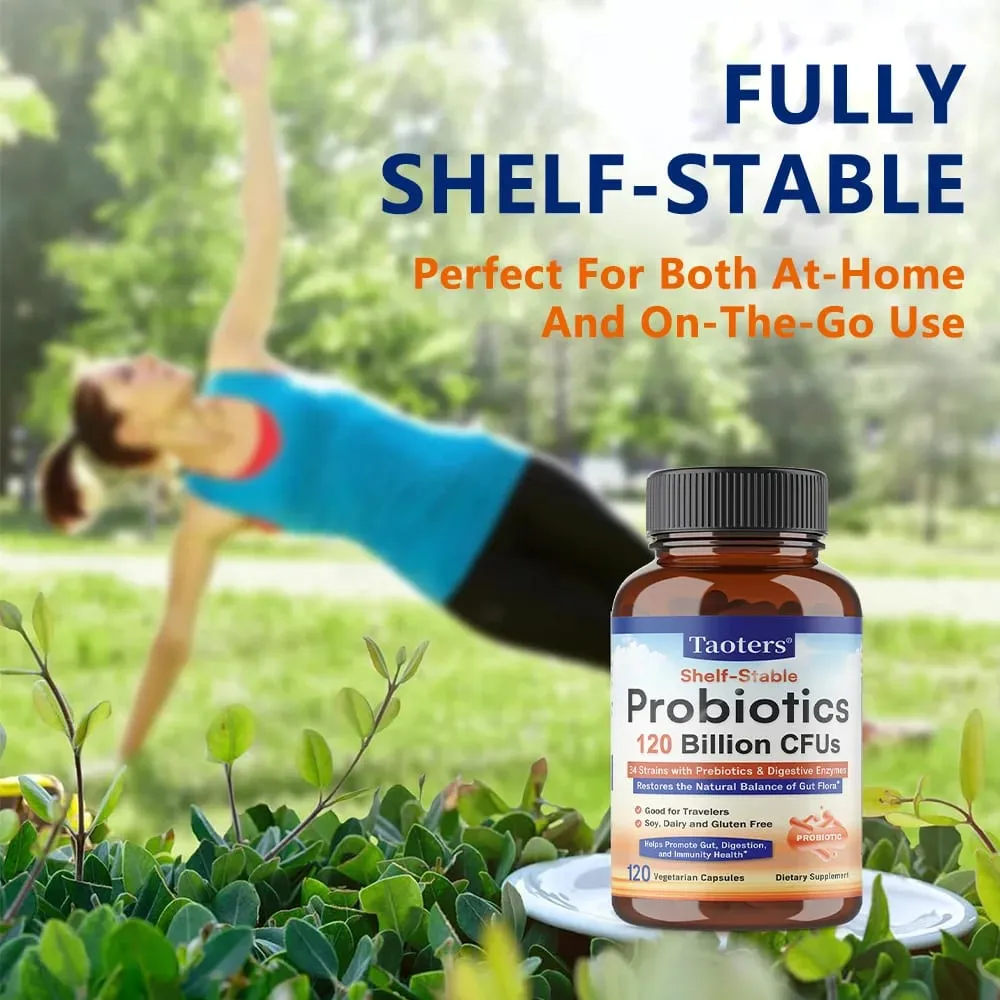 3-in-1 Probiotics Capsules 120 Billion CFUs 34 Strains with Organic Prebiotics & Digestive Enzymes Digestion & Immunity Health