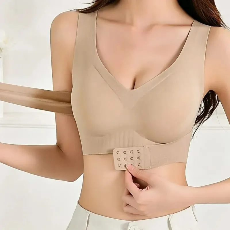 Women Front Closure Cross Back Wireless Posture Bras Seamless Full Coverage Support Push Up Bralettes Posture Corrector Bras — image 1