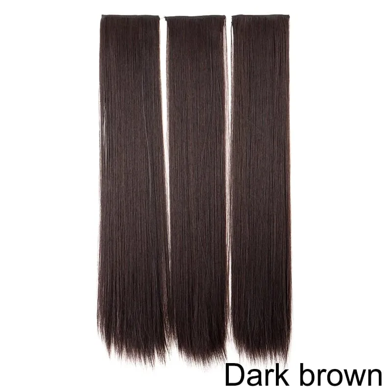 24Inch Synthetic 3pcs/set Long Straight Hair Extension Lightweight Black Brown Hair Accessories for Women Daily — image 10