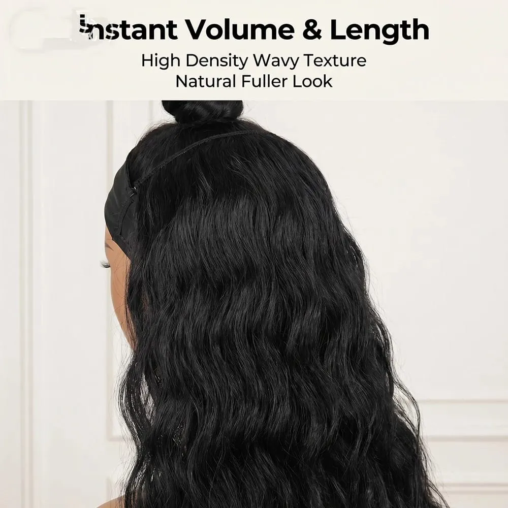 20" Invisible Wire Hair Extensions No Clip One Piece Natural Synthetic Long Hair Secret Fish Line Hairpiece Soft Thick for Women