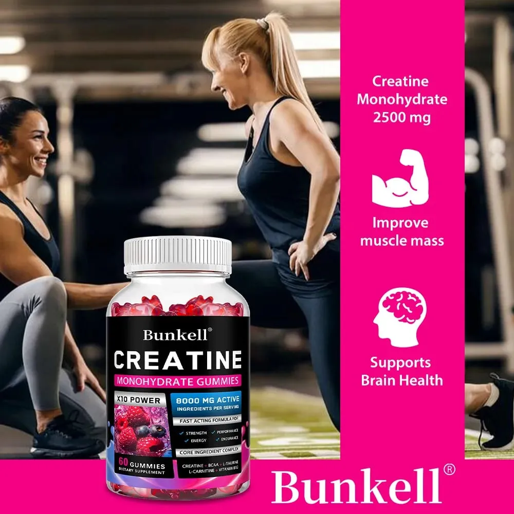 Creatine Monohydrate Gummies - 8000 Mg Pre/post Workout Fitness Strength Muscle Building Provide Energy Supplements — image 5