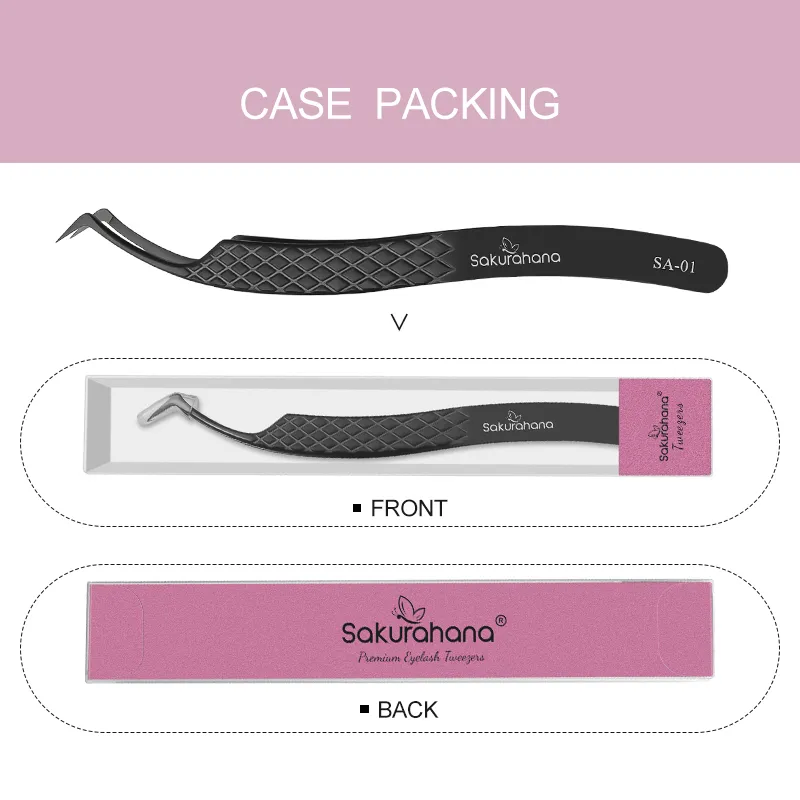 High-end Eyelash Tweezers Black Fiber Tip For Lash Extensions Mega Volume Mink Lashes Tool Straight Head Curved Tip