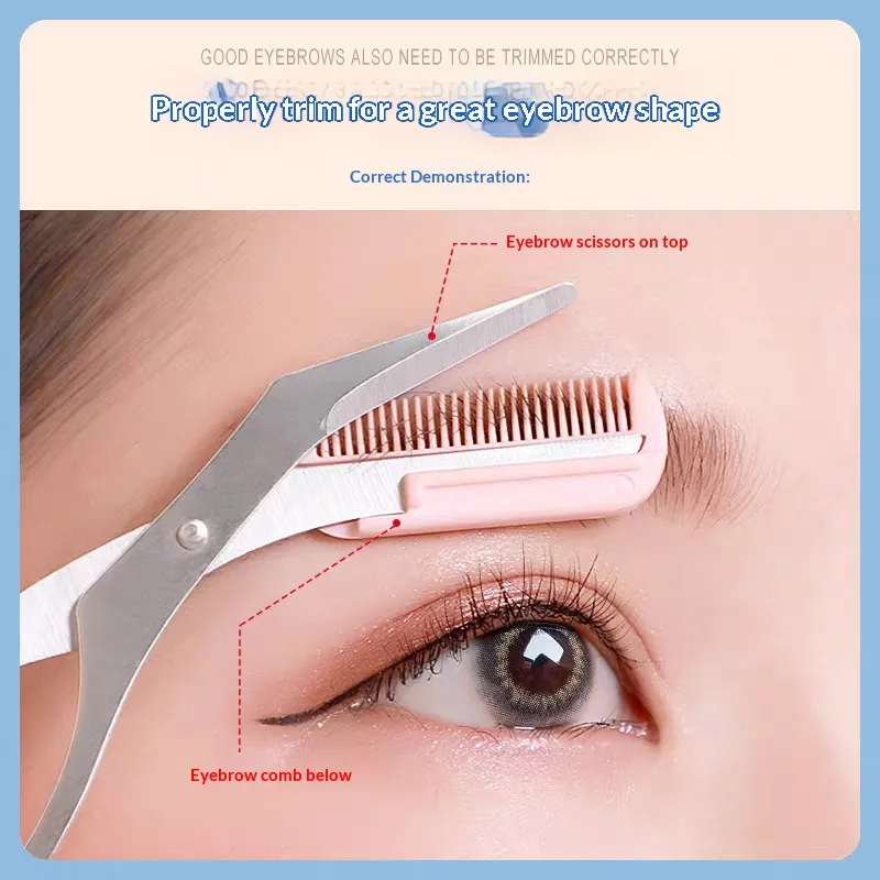 Eyebrow Grooming Set With Comb Eyebrow Scissors Curved Safety Eyebrow Razor Professional Makeup Trimming Tools for Beginners — image 2