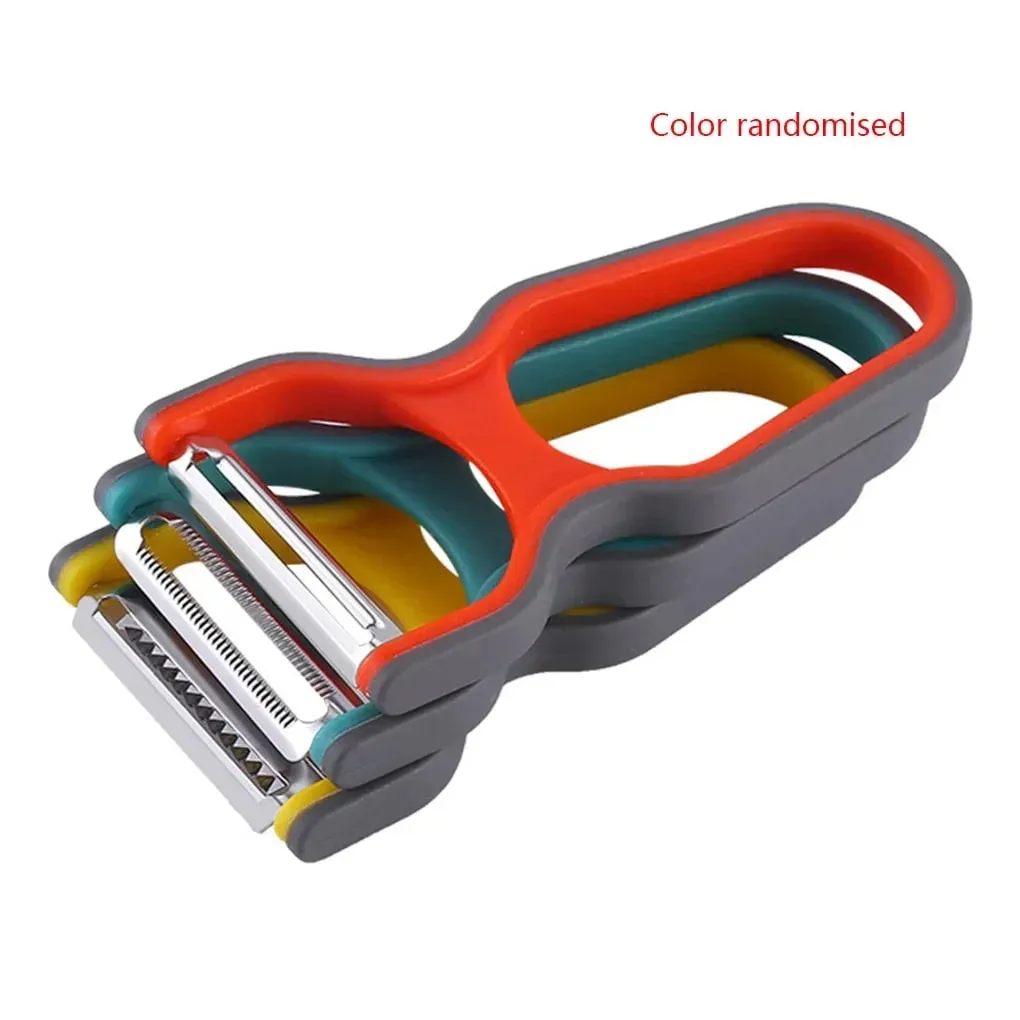 3Pcs Stainless Steel Multi-Function Potato Peeler Fruit Vegetable Chopper Mini Spud Slicer Grater Set Random Color Kitchen Tools