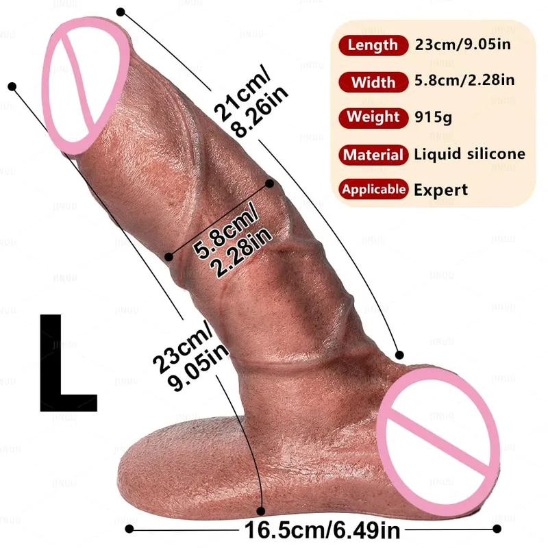 XXL Thick Silicone Dildo with Large Suction Cup Skin-Friendly Soft Silicone Massager Realistic Pore-Level Texture Penis Sex Toy