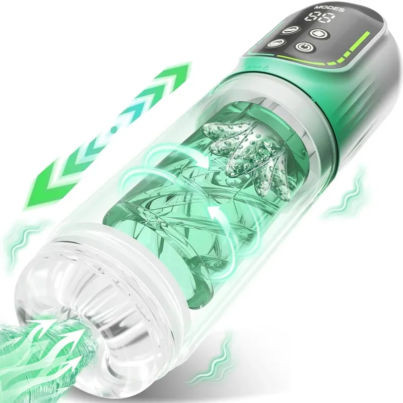 Automatic Male Masturbator Telescopic Rotation Men Masturbation Cup Sucking Machine LCD Digital Simulation Blowjob Sex Toy