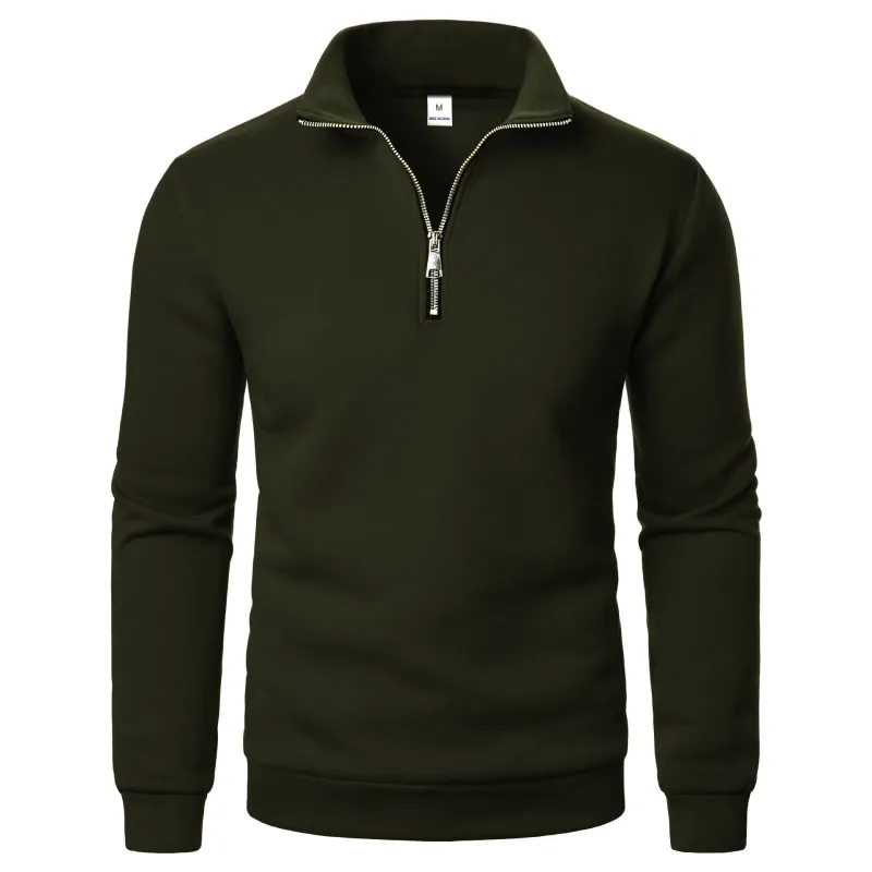 Spring Autumn new Casual Half Zipper stand collar sweatshirt Trend Simple slim men Pullover long sleeve tops Men's sweatshirt — image 16