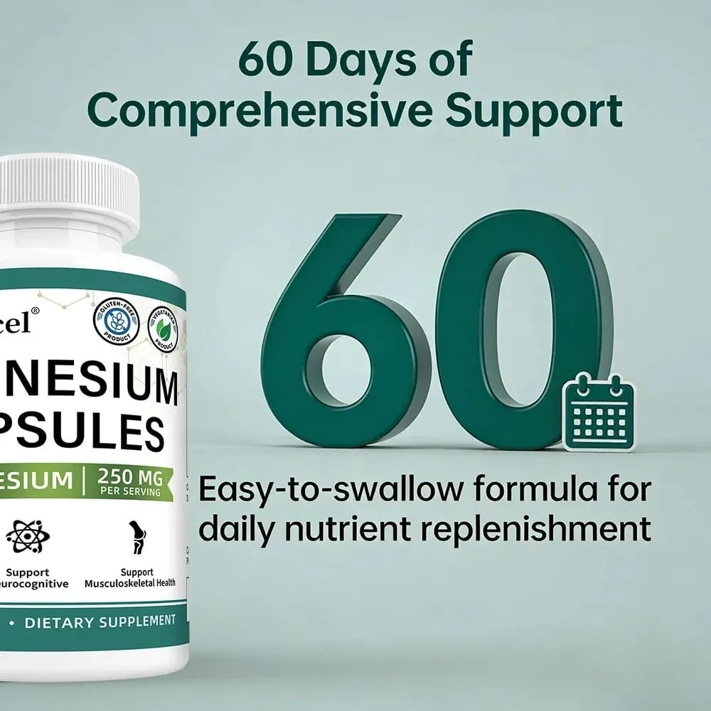 Magnesium Glycinate 250mg with Zinc Vitamin D3 & B6 for Sleep Relaxation Immune Health Absorption 120 Capsules — image 7