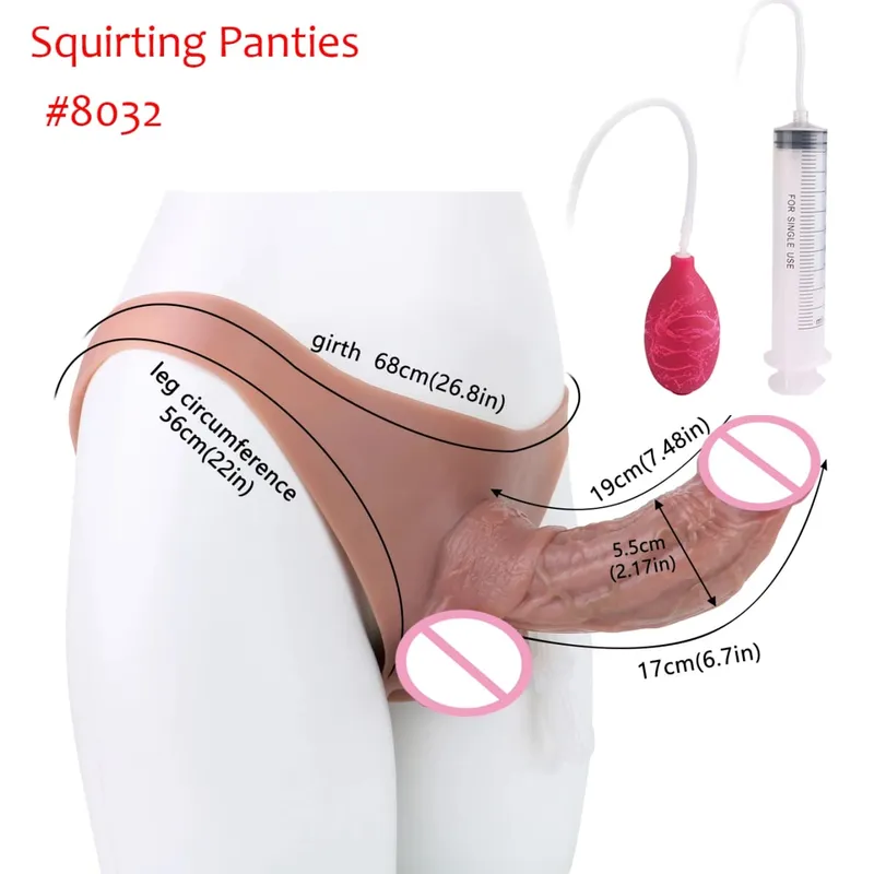 Black Nude Strapon Big Realistic Ejaculation Dildo Silicone Squirting Panties With Simulated Solid Penis Sex Toy For Women