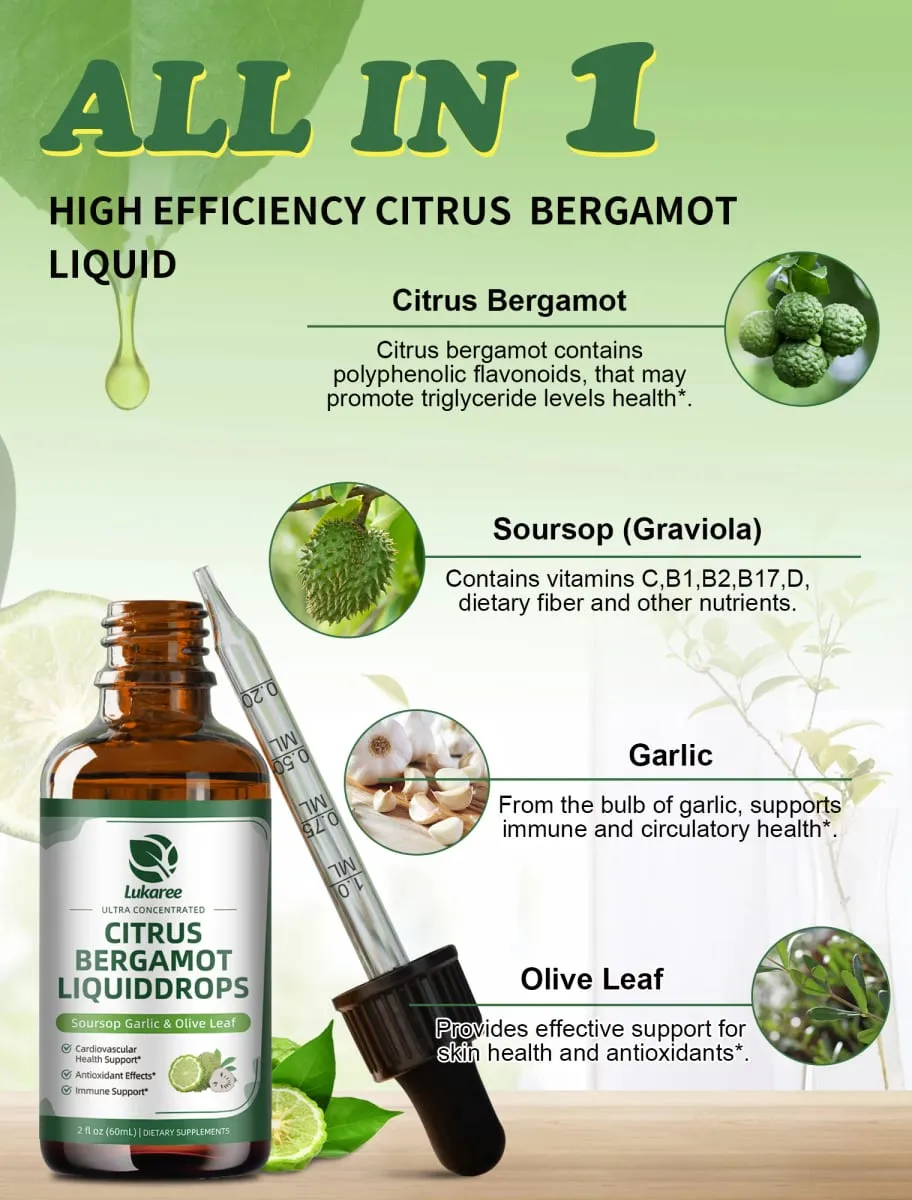 Lukaree Organic Citrus Bergamot Drop Support Immunity Cholesterol and Cardiovascular Health Antioxidant — image 3