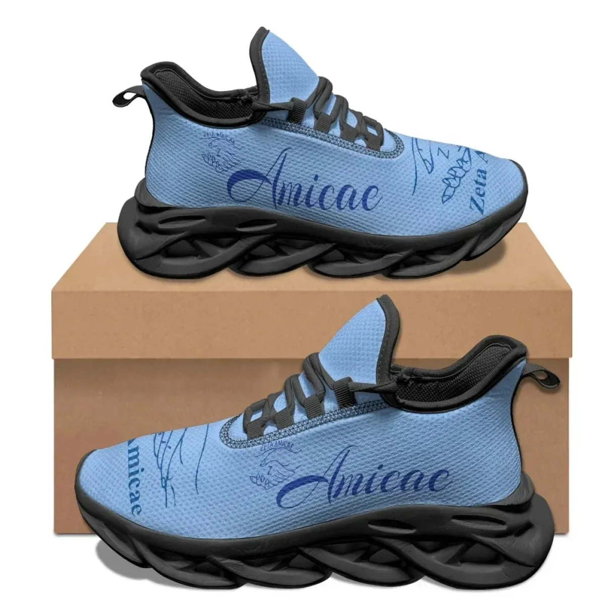 Zeta Amicae New Trend 3D Print Casual Mesh Sneakers for Women Lightweight Lace up Shoes Friends of Zeta Platform Shoes Female