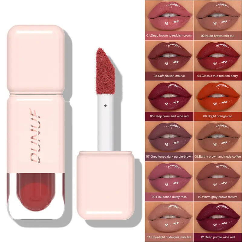 Glossy Lip Gloss Cermin Air Tint Bibir Tahan Lama Tidak Melekit Cawan Gincu Cecair Melembapkan Bogel Merah Coklat Bibir Makeup — image 2