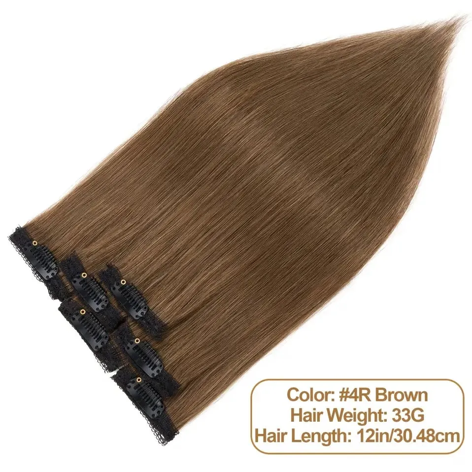 S-noilite 6 PCS Remy Clip In Human Hair Extensions Single Clip Ins Thick Hair Extensions Highlight Seamless Hairpieces for Women