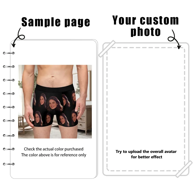 Personalized facial photos customized underwear flat cornered men's Valentine's Day gift for husband anniversary gift for fath