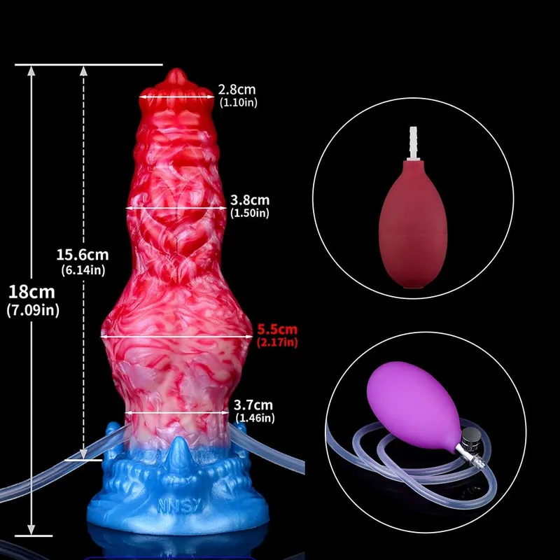 Huge Knot Squirting-Inflatable Dildo with Strong Sucker Silicone Inflat Anal Plug Trainer Beginner Sex Toys for Women Men