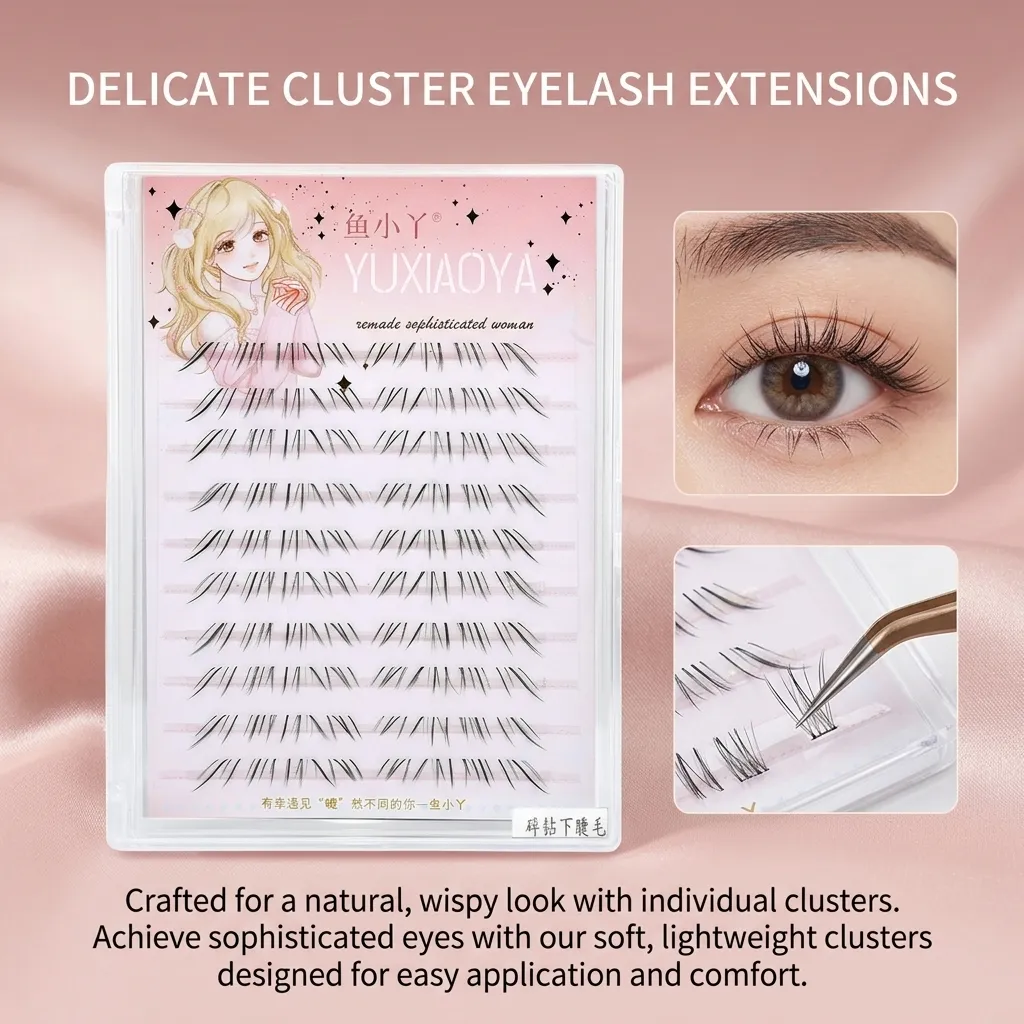 10 Rows Synthetic Fiber Lower Eyelashes Daily Makeup Natural C Curl Foxes Lashes Thin Band Glittery Eye Lash Eye Tail Elongated