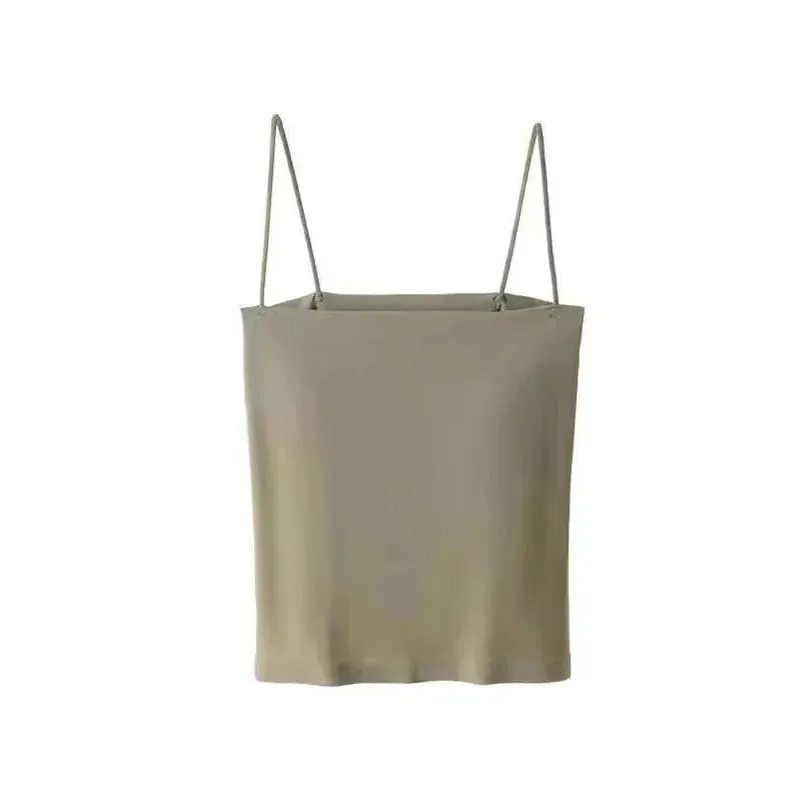 1pcs Womens Solid Thin Strap Tube Top Girls Slim Stretch Camisole Sleeveless Basic Layering Tank Vest Summer Ladies Daily Wear — image 9