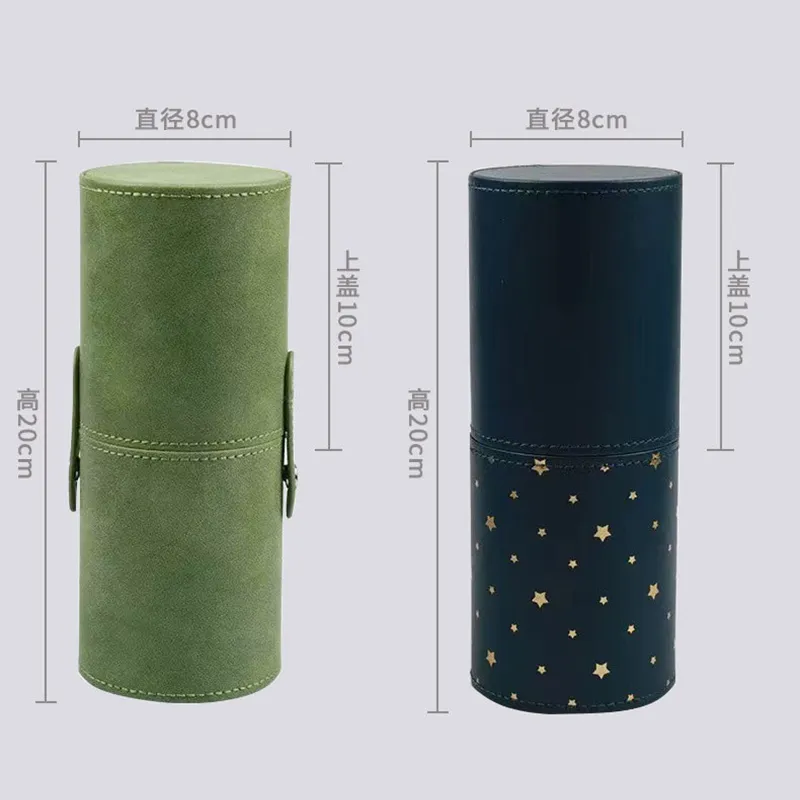 PU Leather Makeup Brush Bucket Portable Travel Cosmetic Bag Multi-Function Dust-Proof Waterproof Makeup Brush Cylinder — image 2