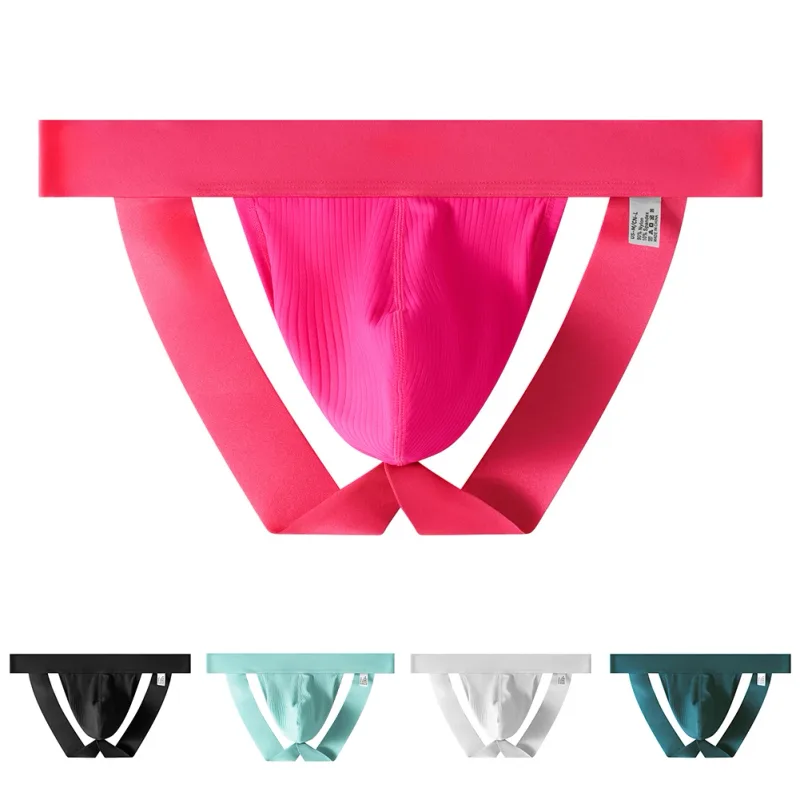 Mens Briefs Ice Silk Underwear Pouch Panties Low Waist Open Butt Underpants G Strings High Quality Cotton Jock Strap